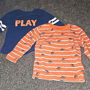 2 12 month long sleeved football themed shirts